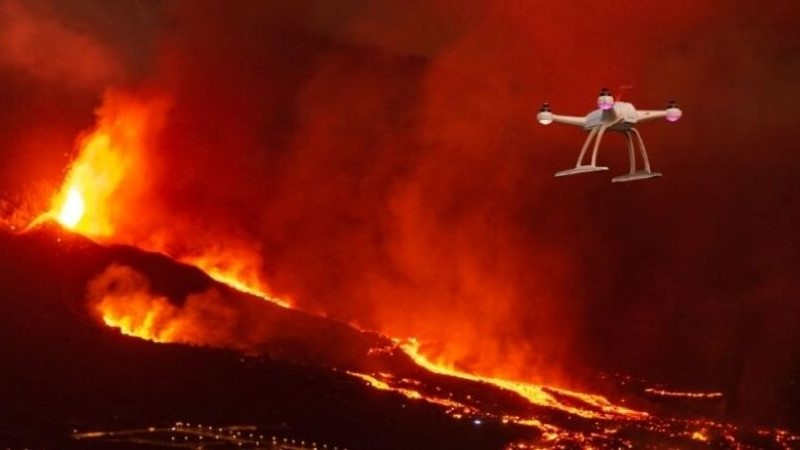 Drone activities in La Palma volcano